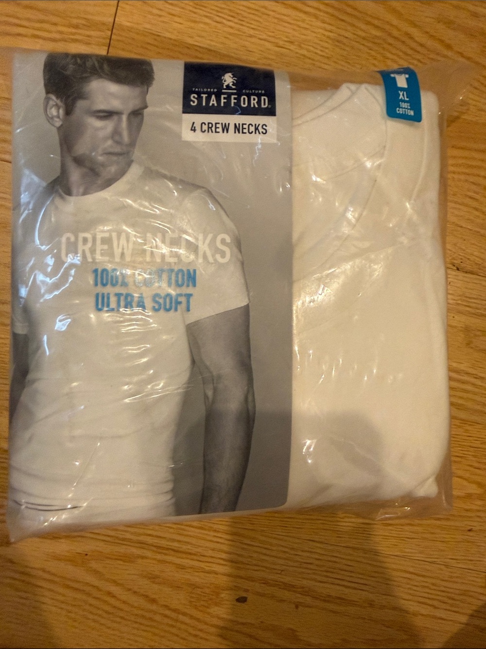 Stafford White Crew Neck T-Shirts - 4 Pack size XL